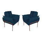 Kit Poltrona Decorativa Para Consultório Base Cobre Suede - V