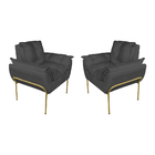 Kit Poltrona Decorativa Para Consultório Base Dourada Suede -