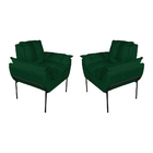 Kit Poltrona Decorativa Para Consultório Base Preta Suede - V