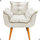 Kit Poltrona Decorativa Para Sala Alice + Puff Alice Suede Be