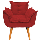 Kit Poltrona Decorativa Para Sala Alice + Puff Alice Suede Bo