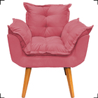 Kit Poltrona Decorativa Para Sala Alice + Puff Alice Suede Ro