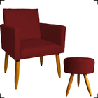 Kit Poltrona Decorativa Para Sala, Manicure, Nina + Puff Redo