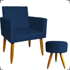 Kit Poltrona Decorativa Para Sala, Manicure, Nina + Puff Redo