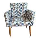 Kit Poltrona Decorativa Para Sala Nina + Puff Redondo Estampa