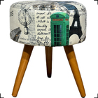 Kit Poltrona Decorativa Para Sala Nina + Puff Redondo Estampa