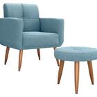 Kit Poltrona Decorativa Sala + Puff Havana Matrix Azul