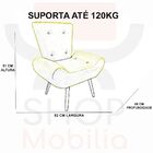 Kit Poltrona Decorativa Stefany Com Puff Pés Madeira Suede Ma