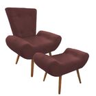 Kit Poltrona Decorativa Stefany Com Puff Pés Madeira Suede Ma