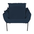 Kit Poltrona Decorativa Suede Azul Marinho Base Metálica Pret