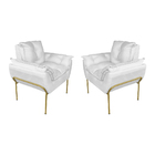 Kit Poltrona Decorativa Suede Branco Base Dourada - Vallisa D