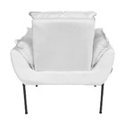 Kit Poltrona Decorativa Suede Branco Base Metálica Preta - Va