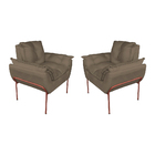 Kit Poltrona Decorativa Suede Cappucino Base Cobre - Vallisa