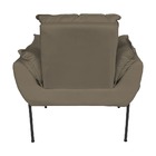 Kit Poltrona Decorativa Suede Cappucino Base Metálica Preta -