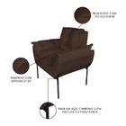 Kit Poltrona Decorativa Suede Marrom Base Preta - Vallisa Dec