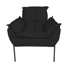 Kit Poltrona Decorativa Suede Preto Base Preta - Vallisa Decor