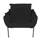 Kit Poltrona Decorativa Suede Preto Base Preta - Vallisa Decor