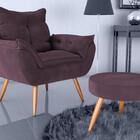Kit Poltrona Decorativa Toquio Com Puff - Rosê Veludo