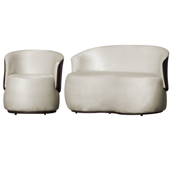 Kit Poltrona E 1 Namoradeira Orgânica Decorativa Beatriz Velu