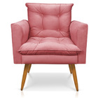 Kit Poltrona E Namoradeira 2 Lugares Olivia Suede Rosê Pés Pa