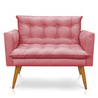 Kit Poltrona E Namoradeira 2 Lugares Olivia Suede Rosê Pés Pa