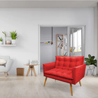 Kit Poltrona E Namoradeira 2 Lugares Olivia Suede Vermelho Pé