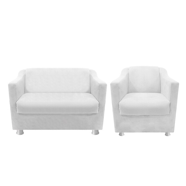 Kit Poltrona E Namoradeira Catar Suede Branco - Amarena Móveis