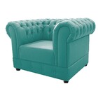 Kit Poltrona E Namoradeira Chesterfield Ana Suede Azul Ciano