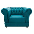 Kit Poltrona E Namoradeira Chesterfield Ana Suede Azul Turque