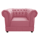 Kit Poltrona E Namoradeira Chesterfield Ana Suede Rosa Bebê -