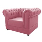 Kit Poltrona E Namoradeira Chesterfield Ana Suede Rosa Bebê -