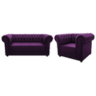 Kit Poltrona E Namoradeira Chesterfield Ana Suede Roxo - Doce