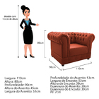 Kit Poltrona E Namoradeira Chesterfield Ana Suede Terracota -