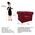 Kit Poltrona E Namoradeira Chesterfield Ana Suede Vermelho -