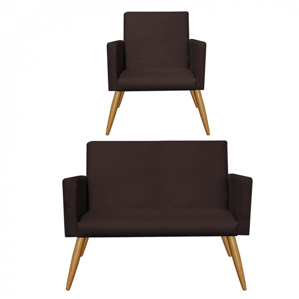 Kit Poltrona E Namoradeira Decorativa Nina Sala De Estar Rece