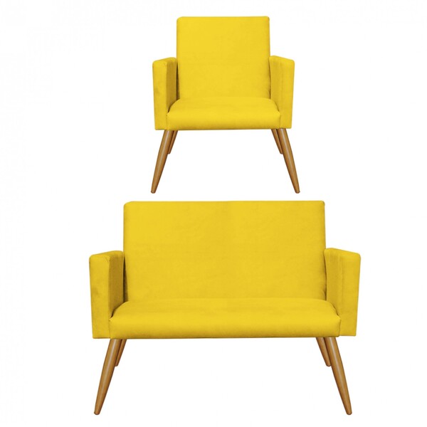 Kit Poltrona E Namoradeira Decorativa Nina Sala De Estar Rece