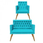 Kit Poltrona E Namoradeira Maria Capitonê Sala De Estar Recep