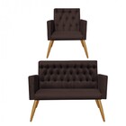 Kit Poltrona E Namoradeira Nina Capitonê Sala De Estar Recepç