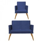 Kit Poltrona E Namoradeira Nina Rodapé Sala De Estar Recepção