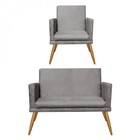 Kit Poltrona E Namoradeira Nina Rodapé Sala De Estar Recepção