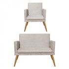 Kit Poltrona E Namoradeira Nina Rodapé Sala De Estar Recepção