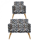 Kit Poltrona E Namoradeira Nina Rodapé Sala De Estar Recepção