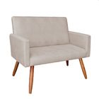 Kit Poltrona E Namoradeira Nina Veludo Bege Pés Palito Castan