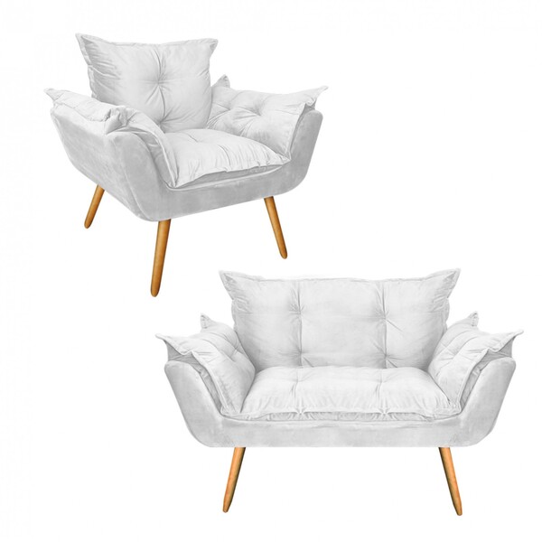Kit Poltrona E Namoradeira Opala Para Sala De Estar Recepção
