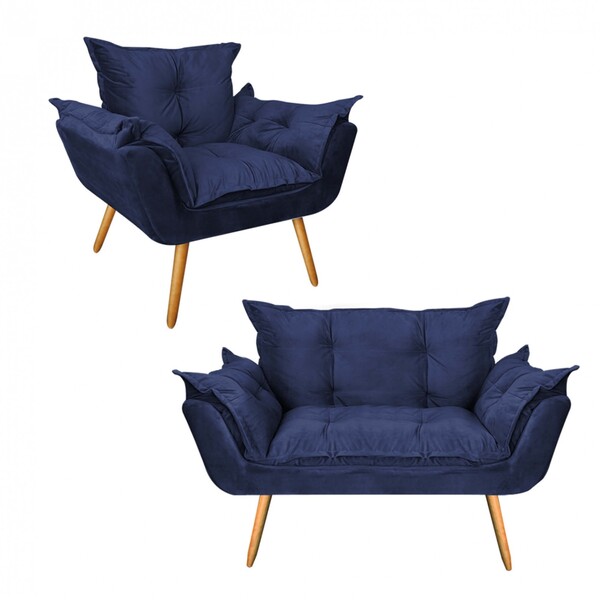 Kit Poltrona E Namoradeira Opala Para Sala De Estar Recepção