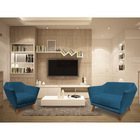 Kit Poltrona E Namoradeira Pérsia Suede Azul Marinho Pés Chan