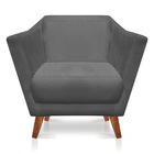 Kit Poltrona E Namoradeira Pérsia Suede Pés Chanfrado Castanh