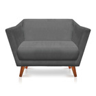 Kit Poltrona E Namoradeira Pérsia Suede Pés Chanfrado Castanh