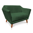 Kit Poltrona E Namoradeira Pérsia Suede Pés Chanfrado Castanh