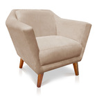 Kit Poltrona E Namoradeira Pérsia Suede Pés Chanfrado Castanh